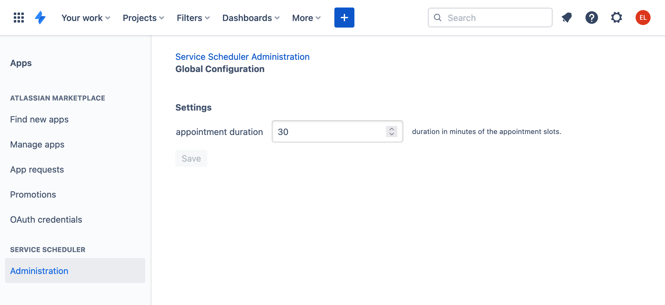 Service Scheduler global settings